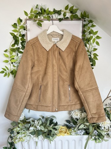 Camel faux suede shearling - m&s,