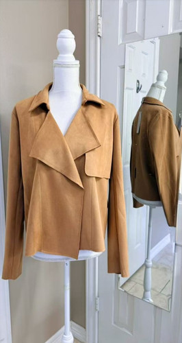 Camel colored faux suede - camel-colored,