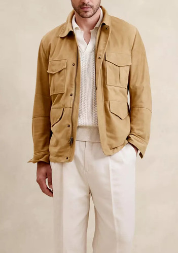 Camel tan field leather jacket - camel,