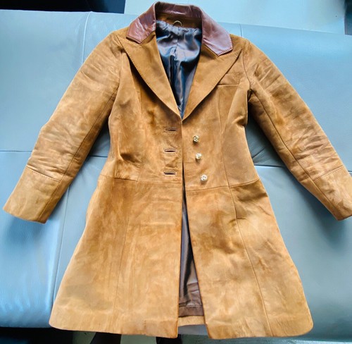 Suede leather camel long