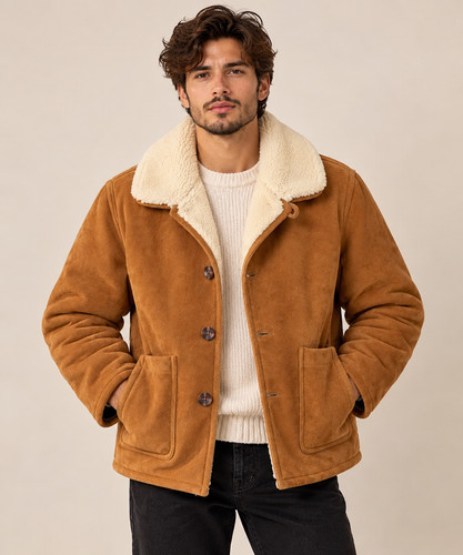 Mens camel brown genuine suede - camel,