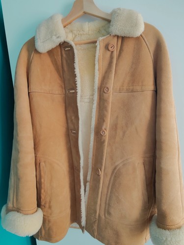 Camel tan shearling coat real - tan,