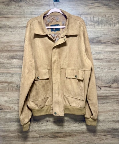 Vintage tan faux suede bomber - vintage,