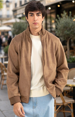 Mens camel brown suede - suede, bomber