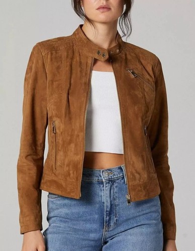 Women suede trucker jacket - women's,