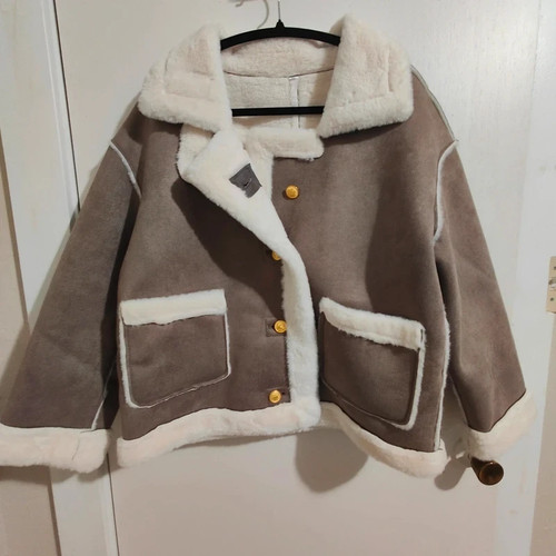 Faux suede shearling aviator - shearling,