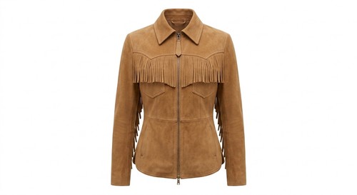 Women camel suede fringe - suede,